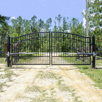 Mighty Mule Gate Opener, Solar and Smart Ready, Heavy Duty Automatic Gate Opener, Gates up to 18ft or 850lb Per Gate Leaf, Dual Gate Opener - Estate, Upgraded, MM572W-EST-A