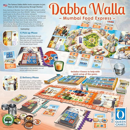 Queen Games Dabba Walla - Mumbai Food Express Strategy Board Game 2-4 Players Family Board Game