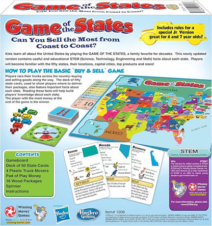 Game of The States with 1970's Original Artwork by Winning Moves Games USA Children's Pick Up and Deliver Game for 2 to 4 Players Ages 8 and up