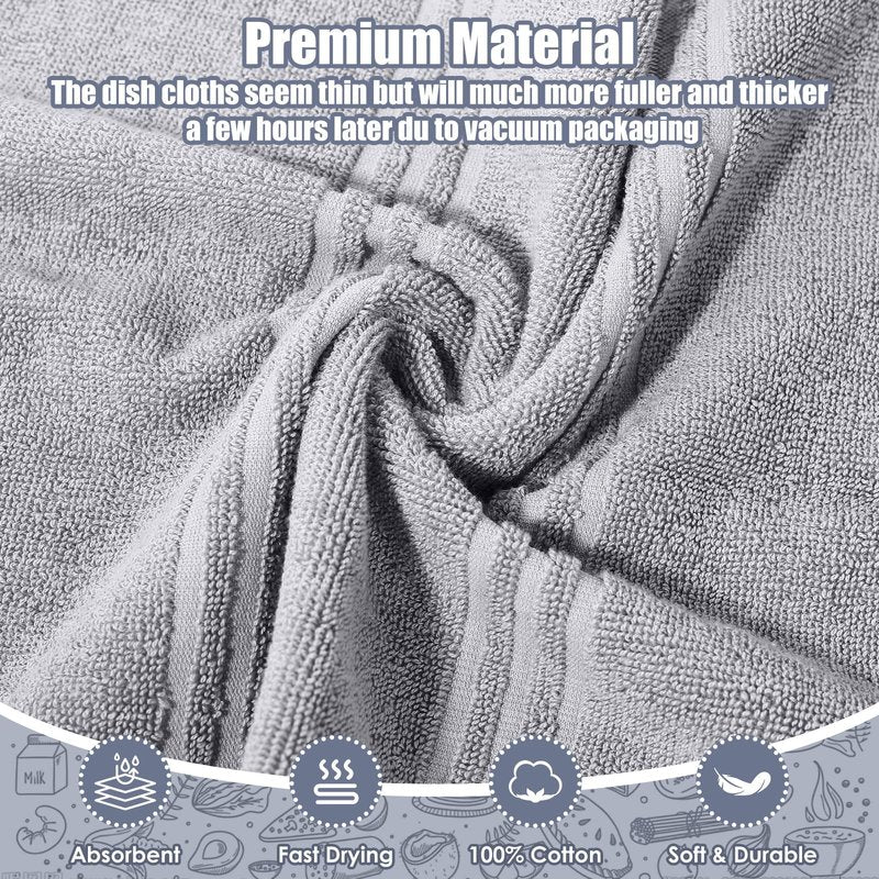 Dish Towels and Dishcloths with Oven Mitts Sets- 100% Cotton Tea Towels for Kitchen- 500 F Heat Resistant Oven Mittens 7.5"x12", Durable Dish Cloths 11.8"x11.8", Absorbent Dish Towels 13.5"x24"