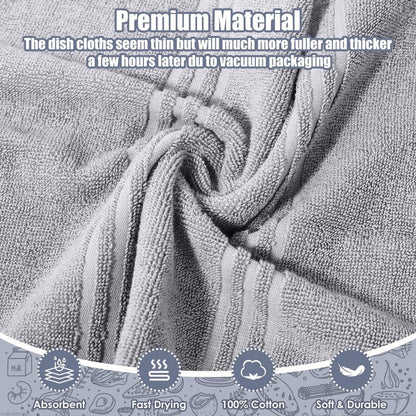 Dish Towels and Dishcloths with Oven Mitts Sets- 100% Cotton Tea Towels for Kitchen- 500 F Heat Resistant Oven Mittens 7.5"x12", Durable Dish Cloths 11.8"x11.8", Absorbent Dish Towels 13.5"x24"