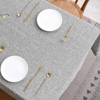 maxmill Flaxy Faux Linen Table Cloth with 2-Tone Slubby Texture Wrinkle Free Anti-Shrink Soft Tablecloth for Kitchen Dining Tabletop Outdoor and Indoor Use Rectangle 60 x 104 Inch Light Gray