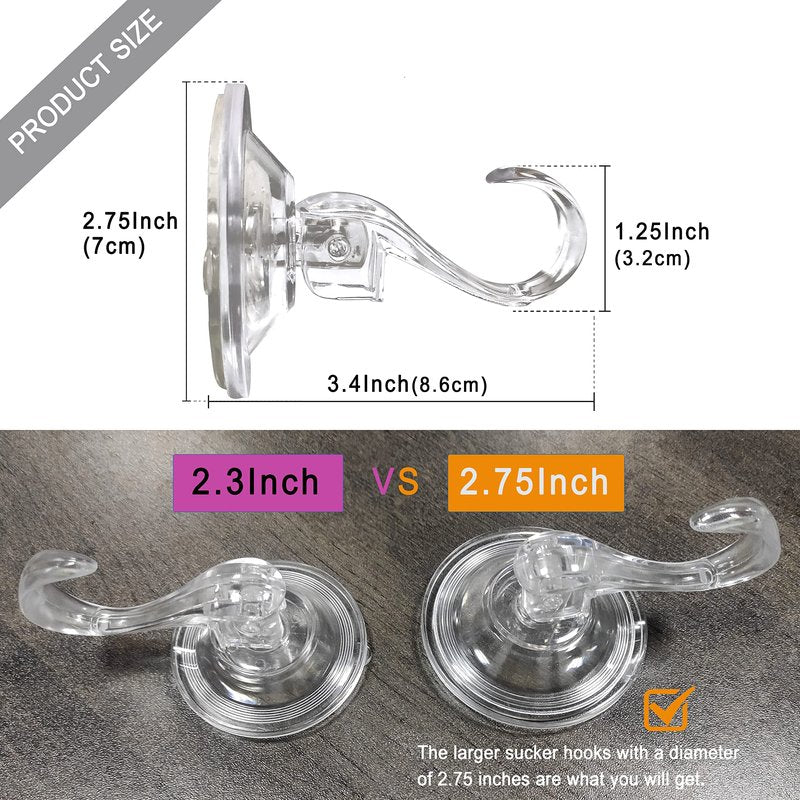 2 pack Suction Cup Wreath Hanger ，Large Clear Vacuum Heavy-Duty Reusable Wreath Hooks，use for Windows Tiles Glass Smooth Doors Mirrors to Hang Bags Coats Umbrellas kitchenware and Christmas Wreaths