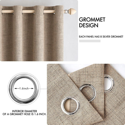 MIULEE Blackout Linen Textured Curtains - Thermal Insulated Copper Brown Drapes | 52 x 90 Inch (2 Panels)