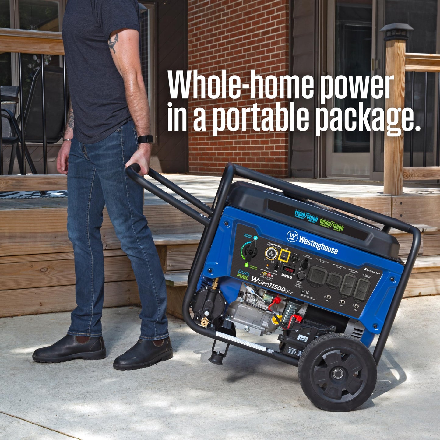 Westinghouse Outdoor Power Equipment 14500 Peak Watt Dual Fuel Home Backup Portable Generator, Remote Electric Start, Transfer Switch Ready, Gas and Propane Powered