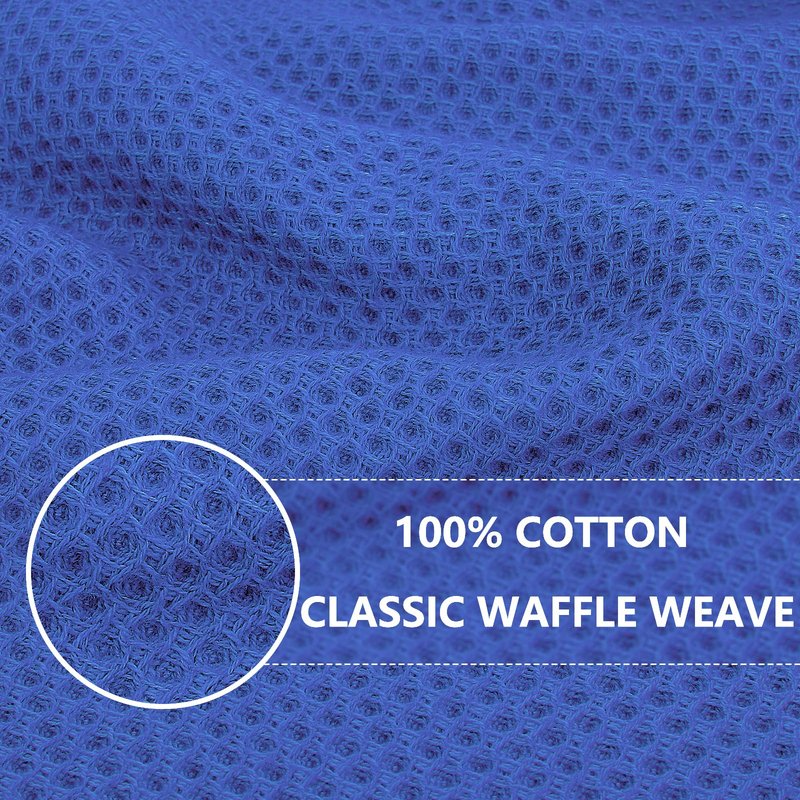 Homaxy 100% Cotton Waffle Weave Kitchen Dish Cloths, Ultra Soft Absorbent Quick Drying Dish Towels, 12 x 12 Inches, 6-Pack, Blueberry