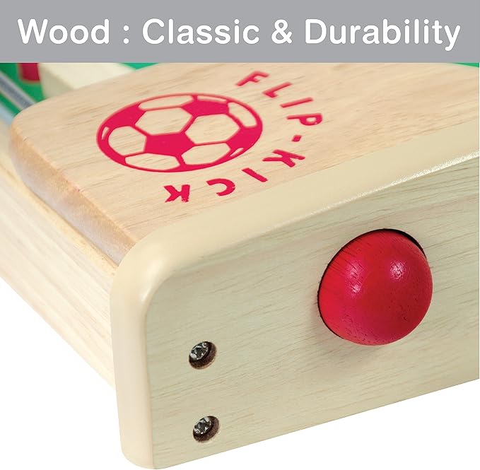 Flipkick: Wooden Tabletop Football/Soccer Pinball Games Indoor Portable Sport Table Board for Kids and Family