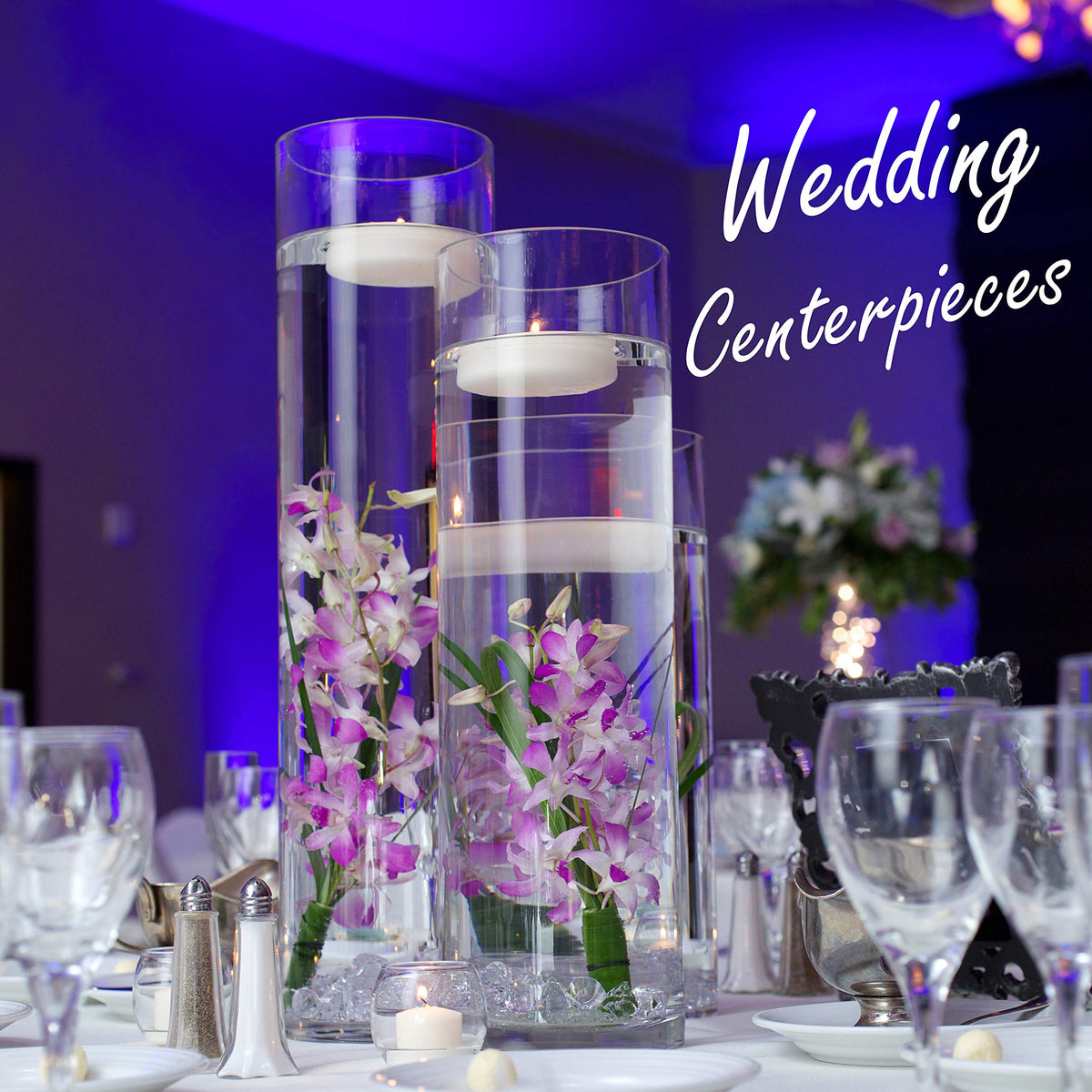 CYS Excel Glass Cylinder Vase (H:10" D:5") | Multiple Size Choices Glass Flower Vase Centerpieces | Hurricane Floating Candle Holder Vase