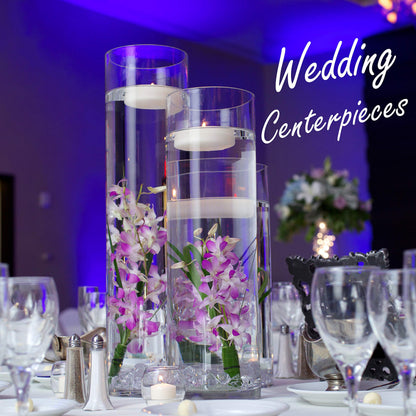 CYS Excel Glass Cylinder Vase (H:10" D:5") | Multiple Size Choices Glass Flower Vase Centerpieces | Hurricane Floating Candle Holder Vase