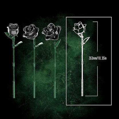 Gothic Black Rose Building Blocks Set - 585 PCS Dark Romance DIY Artificial Flowers Luxury Home Decor for Valentine's Day/Birthday Elegant Gift for Women &amp DIY Enthusiasts