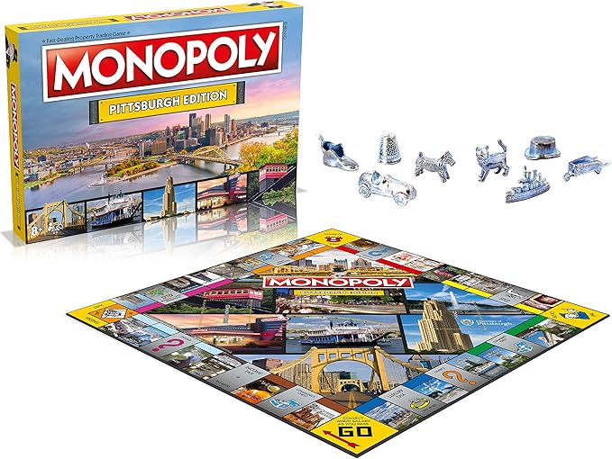 Monopoly Board Game Pittsburgh Edition: 2-6 Players Family Board Games for Kids and Adults Board Games for Kids 8 and up for Kids and Adults Ideal for Game Night