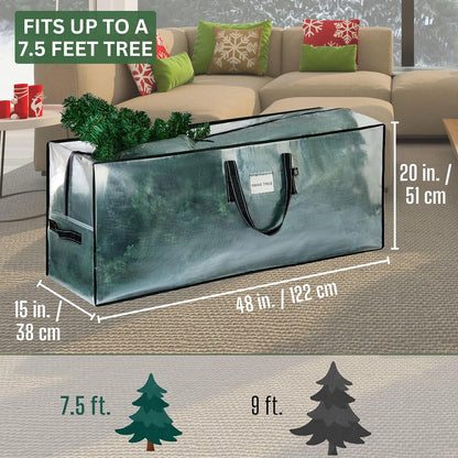 VENO Christmas Tree Storage Bag - Heavy Duty 7.5 Ft Zippered Design with Durable Handles & Label Slot