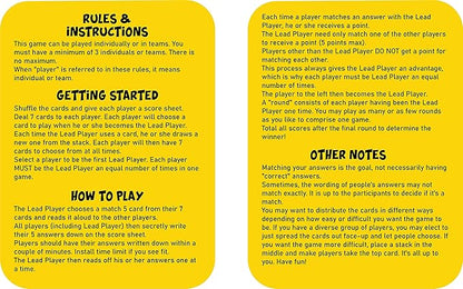 Game - Simple Fun Answer Matching Trivia Game for Holidays Family Friends. 3+ Players.