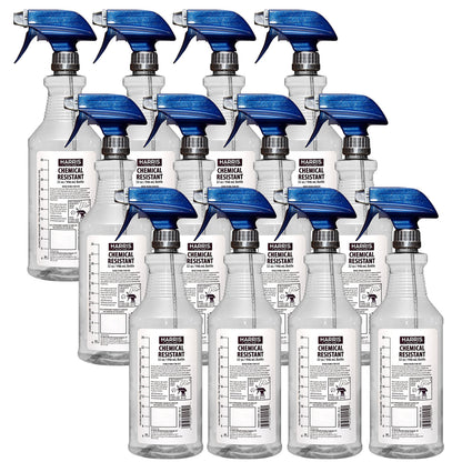 HARRIS 100% Chemically Resistant Professional Spray Bottles, 32oz (12-Pack)