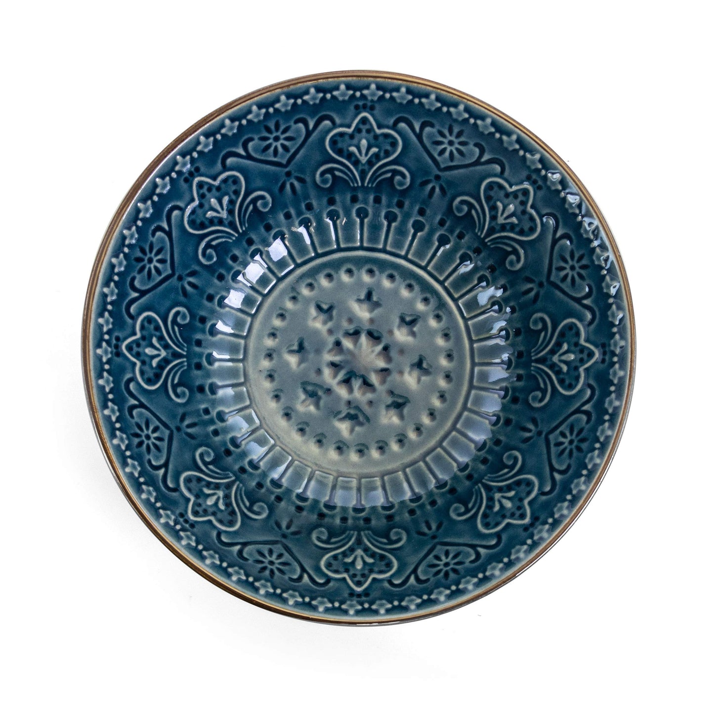 Elama Deep Sea Mozaic 16 Piece Luxurious Stoneware Dinnerware with Complete Setting for 4