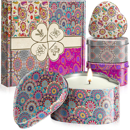 WarmEmbrace Scented Candles, 4 Pack Candles for Women, Candle Set 4 Different Scents, Natural Ingredients Soy Candle for Home, Present for Women