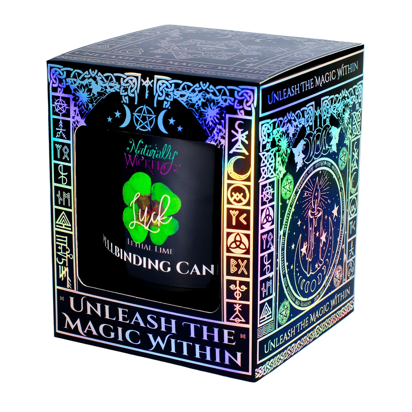 Naturally Wicked Spellbinding Luck Candle with Crystal, Wood Wick & Gift Box