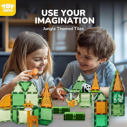 TOY Life 38 Pcs Magnetic Tiles Animals for Toddlers 3-5 Magnet Blocks for Kids Ages 4-8 STEM Magnet Tile Toys Building Tiles Set Christmas Birthday Gift for Boys and Girls