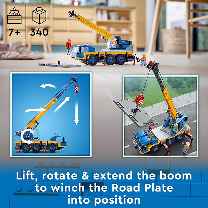Lego 60324 City Off-Road Crane Crane and Truck Toy with Hooks Buildable Vehicle Toy for Boys and Girls from 7 Years Gift for Children and Fans of Construction Vehicles