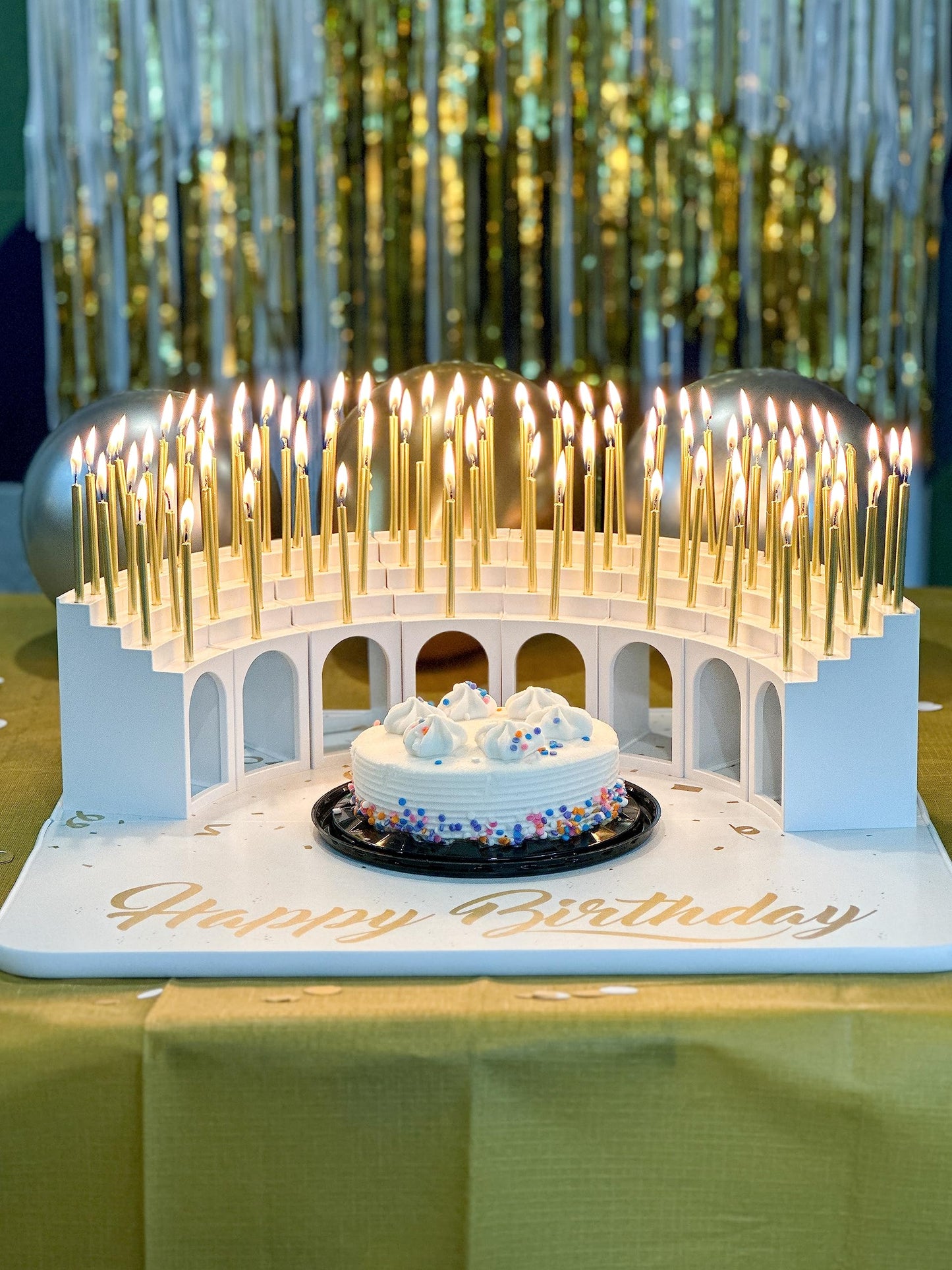 Celebration Stadium Tall Gold Birthday Candles for Cake and Table Decorations, Perfect for Milestone Special Day, Elegant Gold Birthday Candles, Ideal for Celebrations, 100 Pieces, 3.25 Inches