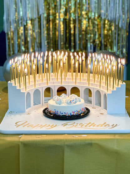 Celebration Stadium Tall Gold Birthday Candles for Cake and Table Decorations, Perfect for Milestone Special Day, Elegant Gold Birthday Candles, Ideal for Celebrations, 100 Pieces, 3.25 Inches