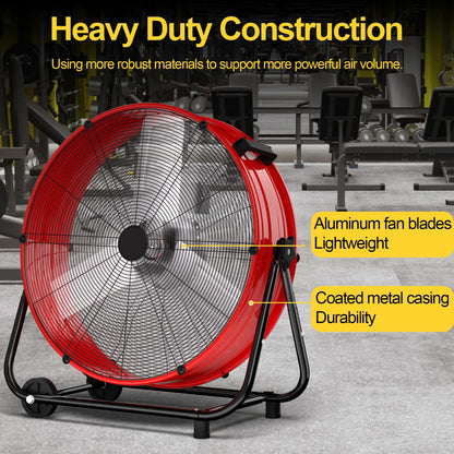 Uthfy 14000CFM Heavy Duty Industrial Drum Fan, 30 Inch High Velocity Floor Fan with 360° Tilt, 2 Casters,Handle,3 Speeds 550W Garage Fan for Shop,Patio,Yard,Commercial,Workshop,Factory