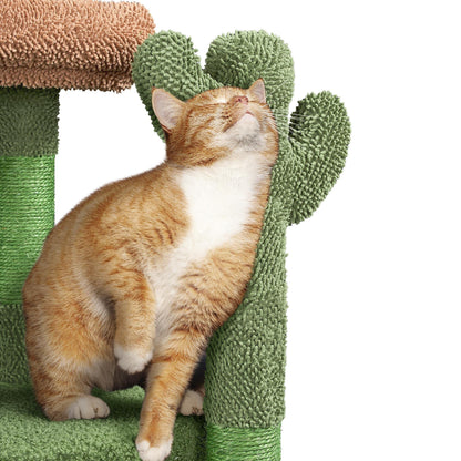 Yaheetech Cactus Cat Tree, 42in Cat Tower for Indoor Cats, Multi Level Kitten Condo Scratching Post, Cat Activity Center Pet Furniture w/Ball, Plush Perch, Platform, Basket