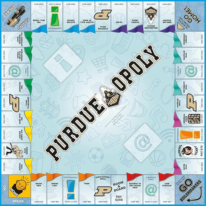 Late for The Sky Purdue University Purdueopoly Board Game Opoly-Style Campus Edition for 2-6 Players Family Game Night Alumni Collectible with Tokens and Landmark Properties