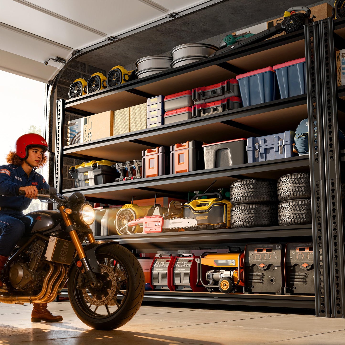 ROOMFAVE 60" W Garage Shelving 72" H Metal Shelving 3500LBS Storage Shelves Heavy Duty 5 Tier Adjustable Shelving Unit for Storage Rack Pantry Shelf Industrial Commercial,60" W x 24" D x 72" H