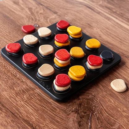 GIGAMIC Qawale Mini | Mensa Select | Travel-Friendly Wooden Abstract Strategy Board Game for Kids and Adults | Compact Stone Stacking Game | Learn in only 1 Minute | Ages 8+ | 2 Players | 15 Min
