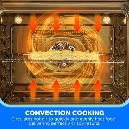 Midea 24" Single Electronic Wall Oven, 2.5 Cu. Ft.-Capacity, Built-in Oven with 8-in-1 Cooking Modes, Stainless Steel