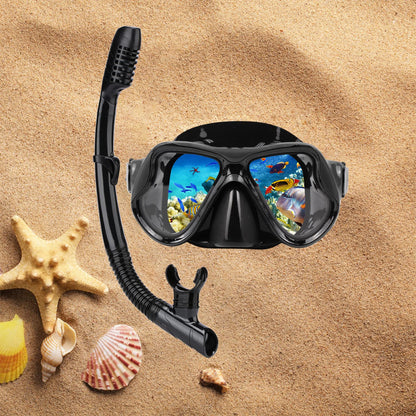 DIPUKI Snorkeling Gear for Adults Snorkel mask Set Scuba Diving mask Dry Snorkel Swimming Glasses Swim Dive mask Nose Cover Youth Diving (Blue+Yellow（2 Pack）)
