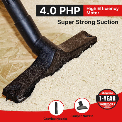 Shop-Vac 6 Gallon 4.0 Peak HP Wet/Dry Vacuum, Wall Mountable Compact Shop Vacuum with Up to 20 ft Extra Long Hose & Accessories - Ideal for Jobsite, Garages, Car & Workshops