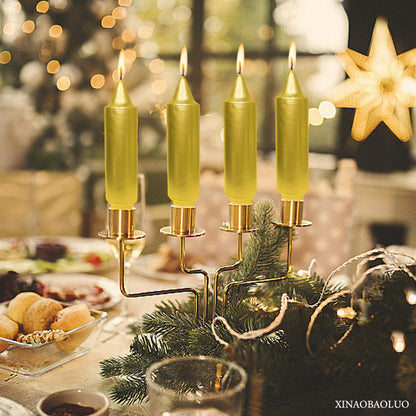 Christmas Metallic Gold Candle 5 Inch Short Smokeless Taper Candles 4 Pack Unscented Dinner Candle for Christmas Dinner