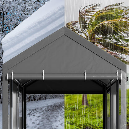 Nuturelly 12x20 FT Carport, Heavy Duty Carport Canopy with Roll-up Windows, Portable Garage with Removable Sidewalls & Doors, Car Canopy with All-Season PE Tarp for Car, Truck, Boat,Gray