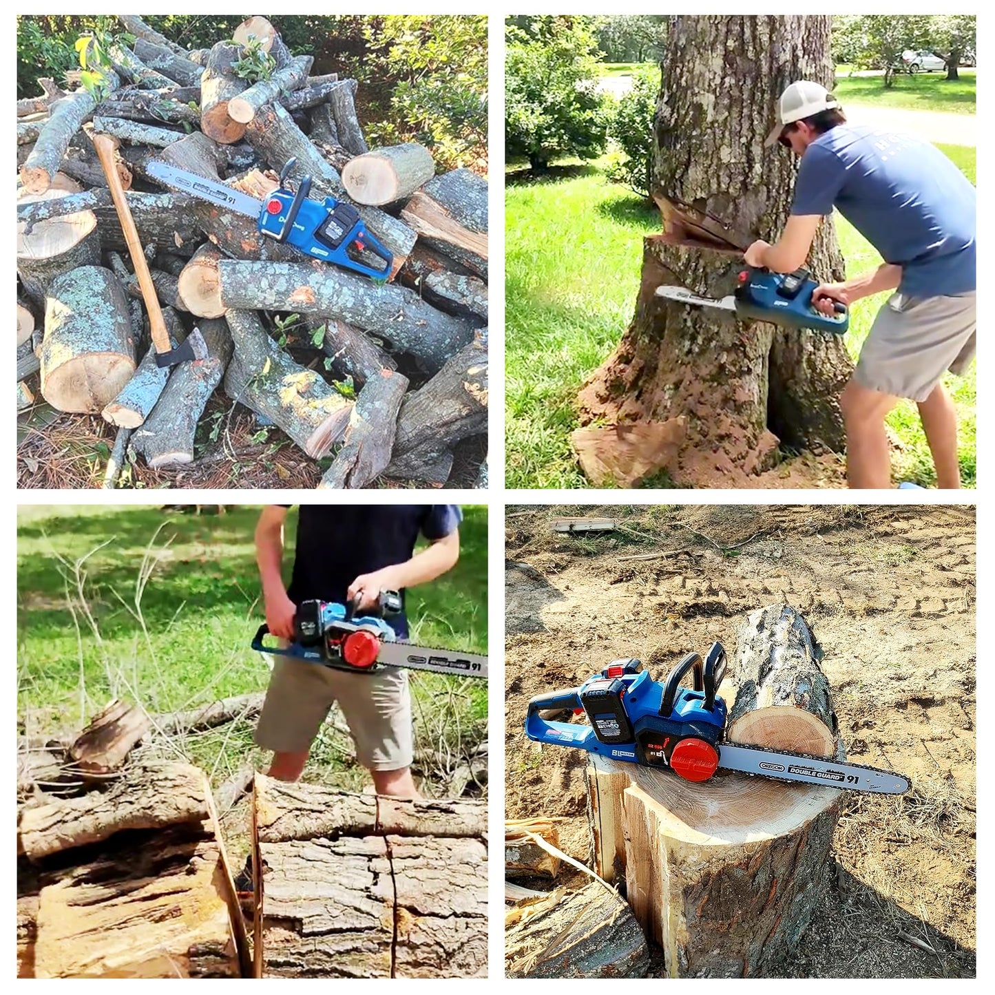 Dong Cheng Brushless Cordless Chainsaw, 40V 16 Inch, Gas-Power Performance, Tool-Free Chain Tension, Instant Brake, with 2x4.0Ah Batteries & Charger for Felling, Logging & Heavy-Duty Wood Cutting