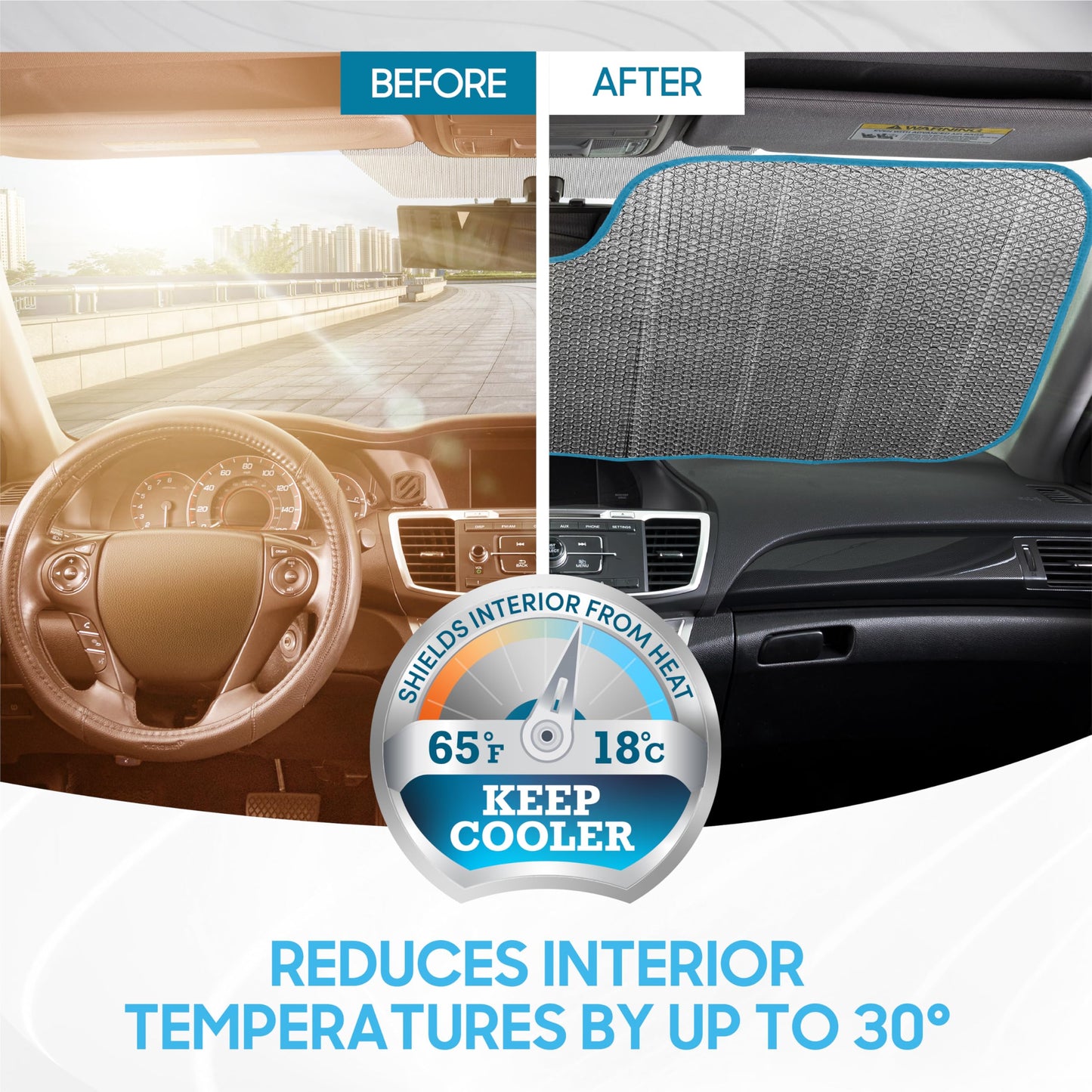 BDK Palm Tree Tropical Island Front Windshield Sun Shade Accordion Folding Cute Car Window Shades for Truck & Car Sunshade Shield for Sun UV Rays - Visor Protector Keeps Vehicle Cool - 58 x 27 inches