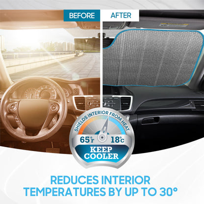 BDK Palm Tree Tropical Island Front Windshield Sun Shade Accordion Folding Cute Car Window Shades for Truck & Car Sunshade Shield for Sun UV Rays - Visor Protector Keeps Vehicle Cool - 58 x 27 inches