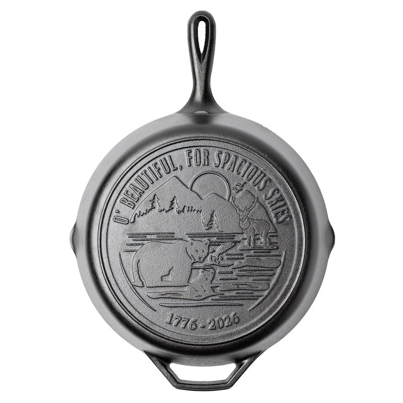 Lodge 12 Inch Cast Iron Skillet – Pre-Seasoned Frying Pan with Teardrop Handle – Oven, Stovetop, Grill & Campfire Use – Made in USA – Non-Toxic, Even-Heating Cookware – 250th Anniversary Logo