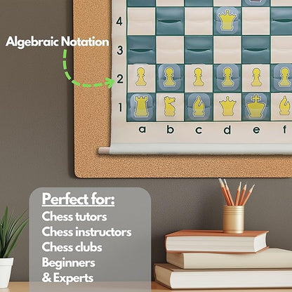 WE Games Standard Chess Teaching Demonstration Board - 27 in. with Chess Pieces Included Portable Chess Club &amp Tournament Chess Set Training Perfect Chess Set for Beginners and Adults