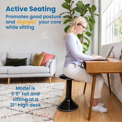 ECR4Kids ACE Active Core Engagement Wobble Stool, 20-Inch Seat Height, Flexible Seating, Black