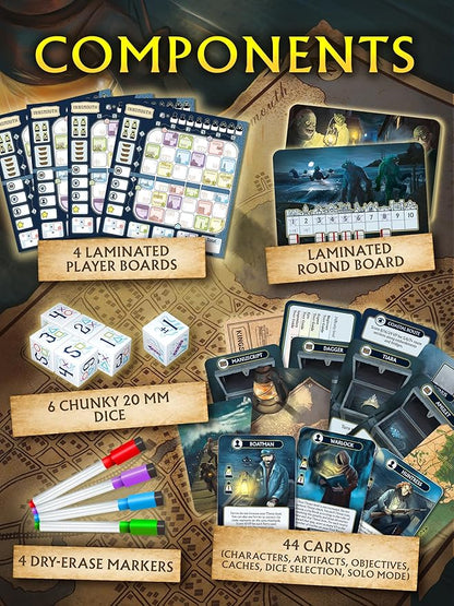 CrowD Games | Innsmouth Travel Guide | 1-4 Players | Ages 14 and up | Roll and Write | Tourism | Route Building | Lovecraft | Solo Mode Included | Average Playtime 30 min