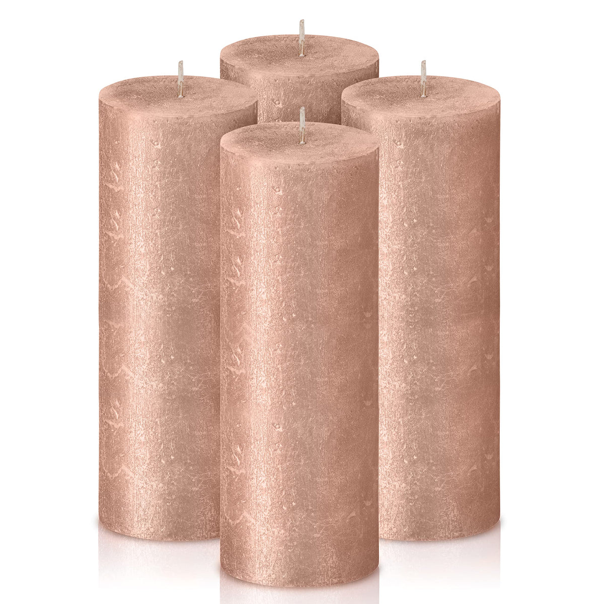 BOLSIUS Pink Shimmer Metallic Pillar Candles 4 Pack - 2.75 X 7.5 Inches - Premium European Quality - Includes Natural Plant-Based Wax - Unscented Dripless Smokeless 85 Hour Party & Wedding Candles