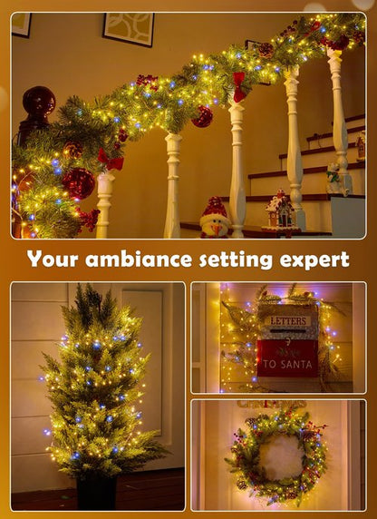Fairy Lights Plug in, 10FT 200LEDs Twinkle String Lights, Ramadan Decorations Indoor Outdoor for Home Garden Stairs Table Tree, Waterproof, DIY Wreath, Christmas Decor
