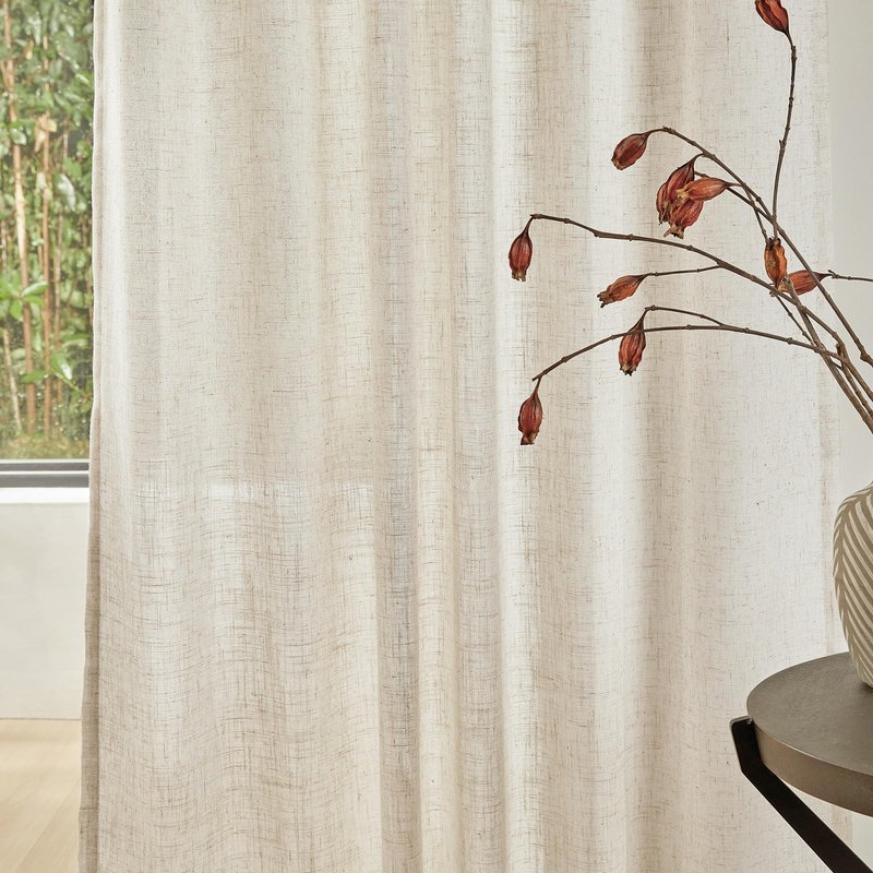 MYSKY HOME Linen Curtains for Sliding Glass Door, Back Tab Semi Sheer Curtain Panels Extra Long Floor Length Drapes Linen Texture Soft Touch Country Curtains, 50x102 Inch, Linen, Set of 2