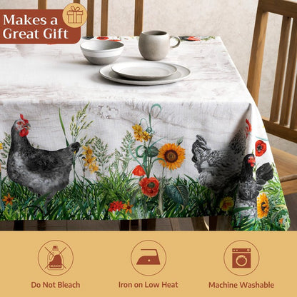 Maison d' Hermine Table Cloth Rectangle Table 100% Cotton 54 x 72 Inches Tablecloth Reusable Decorative for Dining Kitchen Room Farmhouse Home Gifts for Mothers Day Spring Summer - Basse Cour