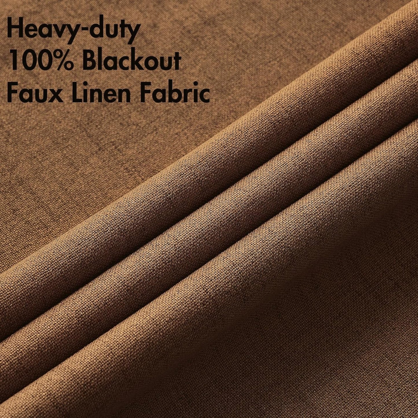 MIULEE Linen Curtains - 100% Blackout Thermal Insulated Drapes | Brown Grommet Room Darkening | 52 x 54 Inch (2 Panels)