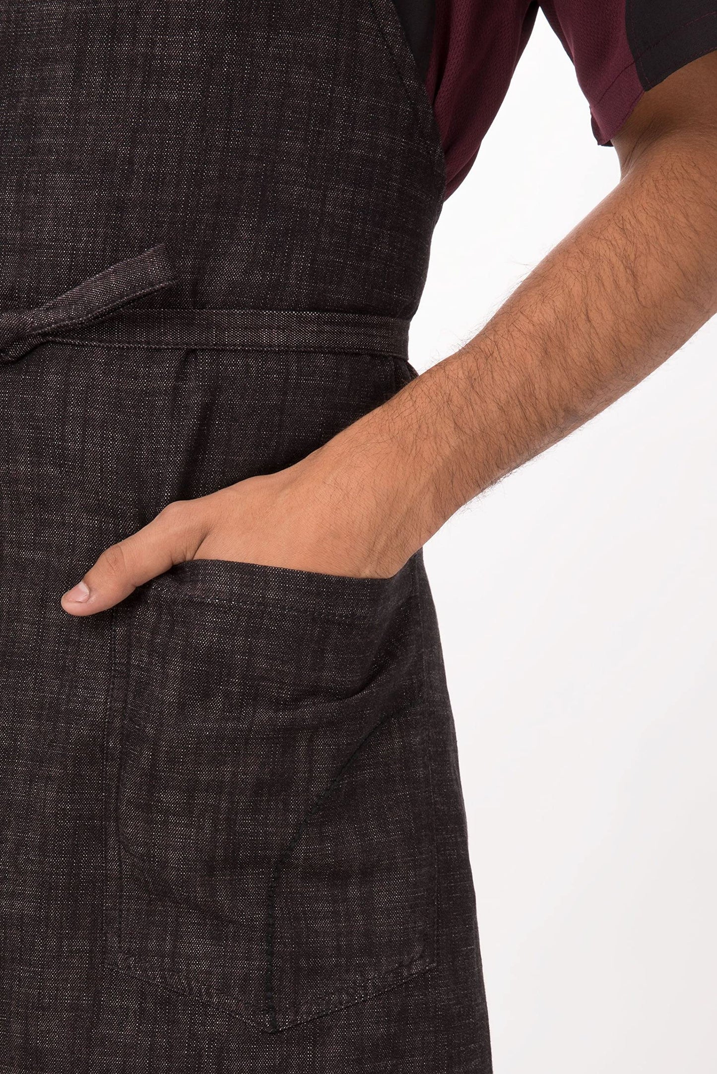 Chef Works Unisex Corvallis Bib Apron, Black Burgundy, One Size