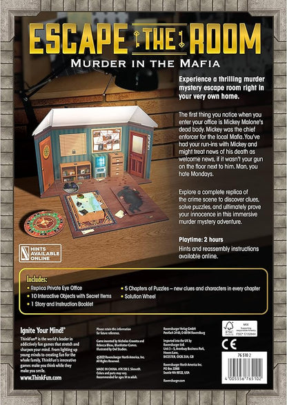 ThinkFun Escape The Room: Murder in The Mafia - Engaging Brain Teaser Game | for Age 13 and Up | Ideal for Teens and Adults | Perfect Addition to Game Nights