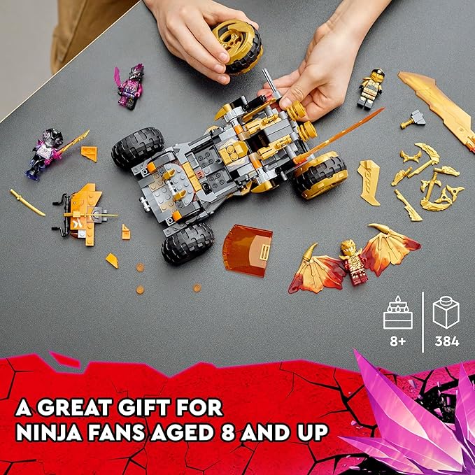 LEGO NINJAGO Cole’s Dragon Cruiser Car Toy 71769 Ninja Toys with Golden Kai Cole and Snake Warrior Minifigures Gifts for Kids Boys &amp Girls